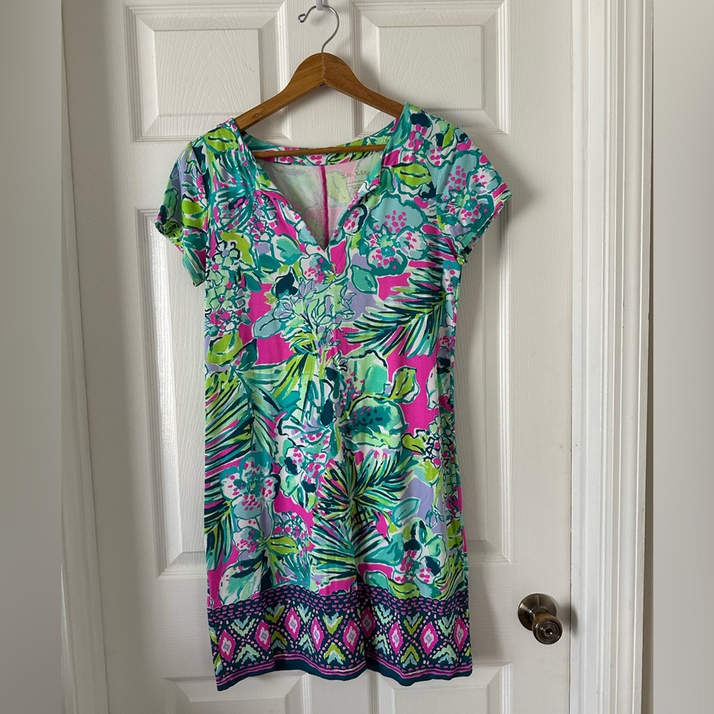Lily Pulitzer Floral Print Dress in Pink and Green